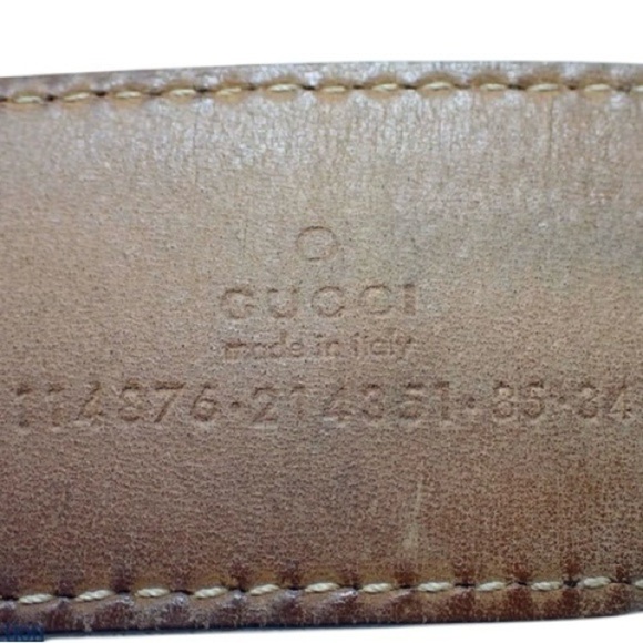 Authentic GUCCI Brown & Gold GG Embossed Monogram Leather Belt Size 85/34 - Picture 3 of 15